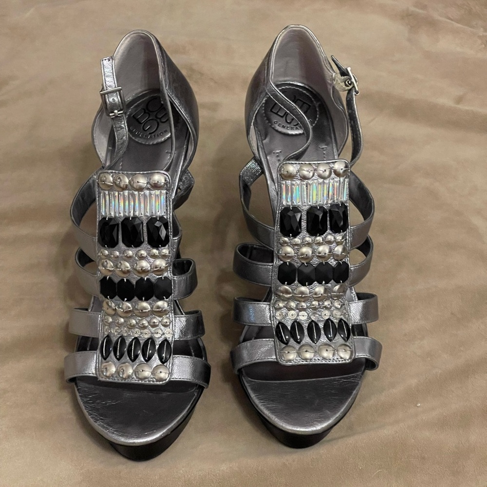 BCBGGeneration Silver High Heels Size 8.5 NWOT